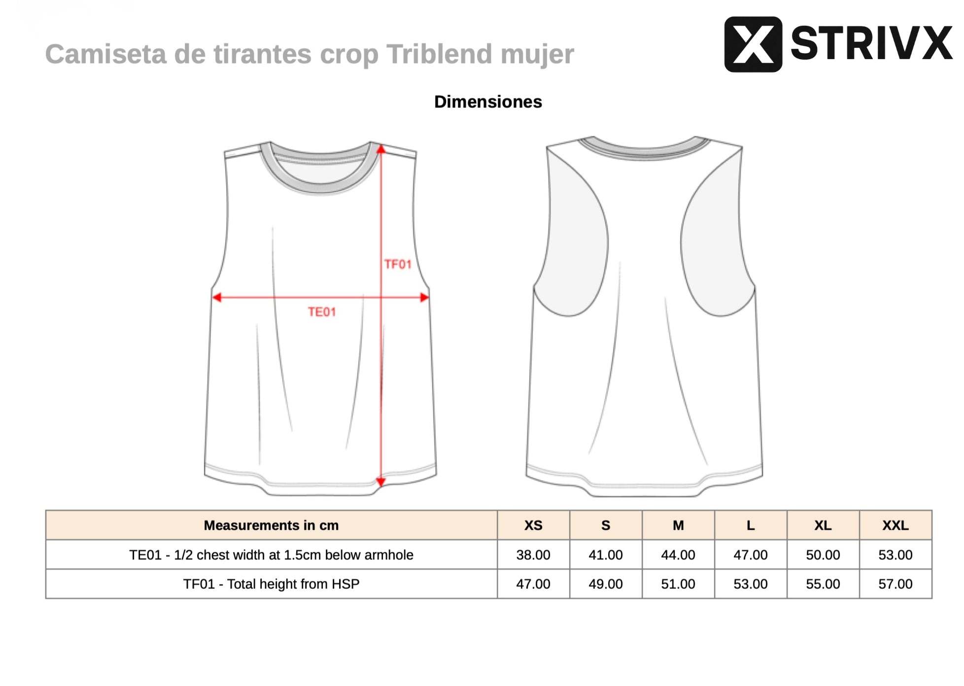 Camiseta de Tirantes Crop STRIVX